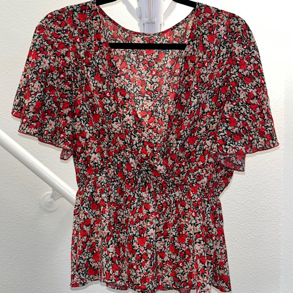 Modest floral blouse